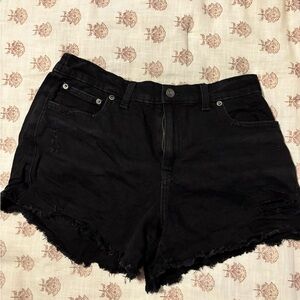 Aerie Black Jean Shorts High-Waisted Distressed